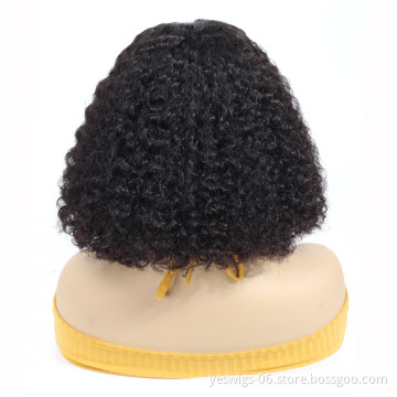 Mink Brazilian Real Virgin Hair Short Size 6 Inch 8 Inch 10 Inch Bob Cut Wig Wholesale Human Hair Lace Closure Curly Bob Wig